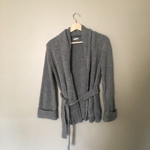 Bell Sleeve Sweater Jacket with Tie Belt